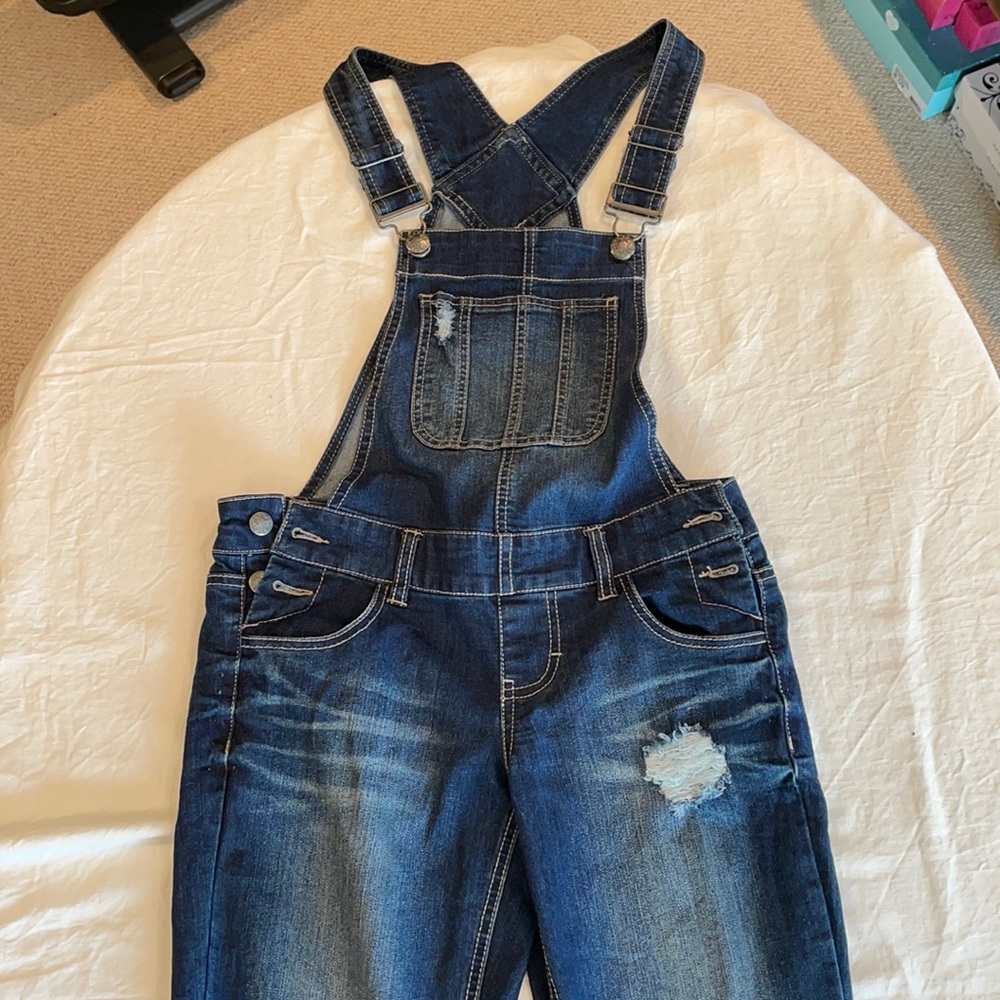 Dark denim overalls!